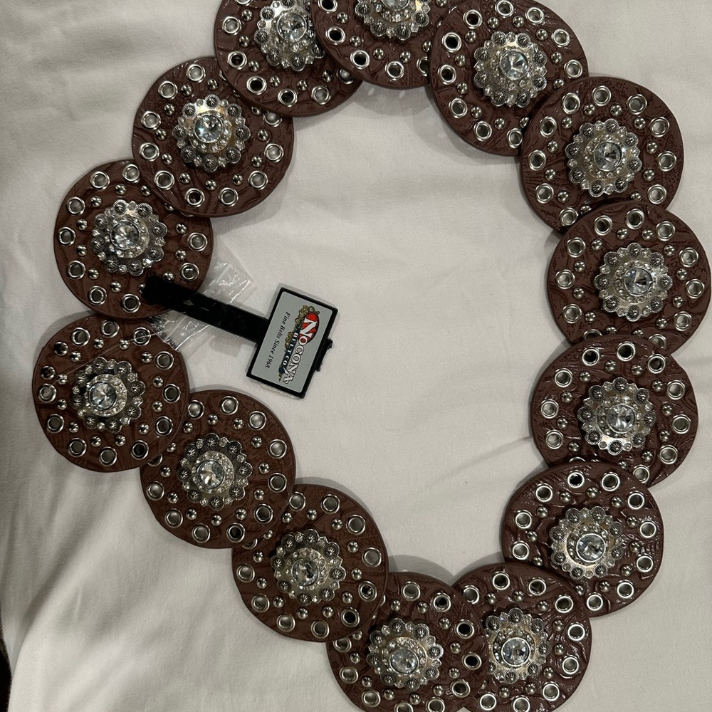 Nocona Brown Belt with Silver Accents